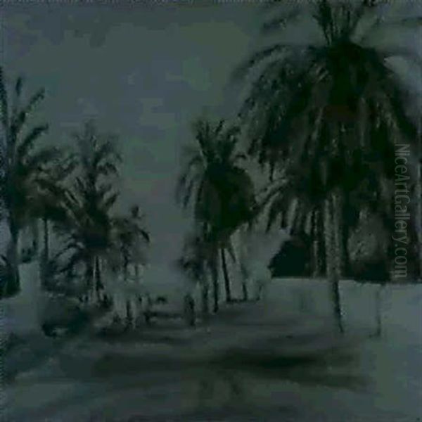 Palmenbestandene Promenade In Bou-saada Mit Figurenstaffage - view 1