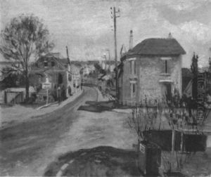 A View Of A Village Street, France by Lucien Adrion