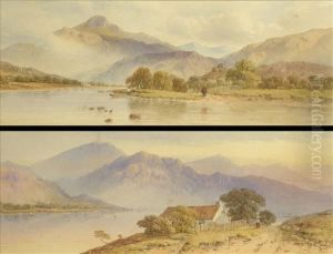 A. Penley Loch Lomond; Lochtay, Summer Scenes With Figures A Pair, Watercolour Heightened Withwhite Each Signed And Dated 1872 Lower Right 17cm X47cm
