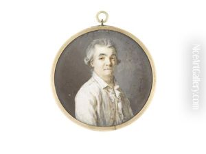 A Gentleman, Wearing White Frilled Chemise And Coat, His Powdered Wig Worn En Queue by Etienne-Louis Advinent