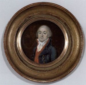 Portrait D'un Conventionnel En Habit Bleu, Gilet Rouge Et Cravat Blanche by Etienne-Louis Advinent