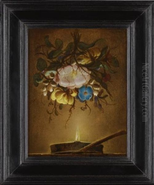 A Bouquet Of Flowers Suspended Above A Lamp - view 1