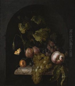 Still Life With Grapes And Peaches by Willem Van Aelst