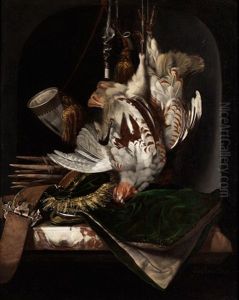 Jagdstilleben Mit Erlegtem Federvieh, Jagdhorn Und Jagdtasche by Willem Van Aelst