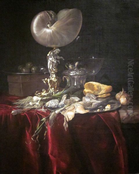 Still Life With Fish, Bread, And A Nautilus Cup - view 1