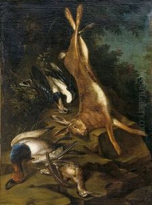 Bodegon De Caza Con Liebre Y Aves by Willem Van Aelst