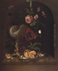 Stilleben Mit Einem Nautiluspokal by Willem Van Aelst