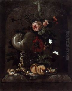 Stilleben Mit Nautiluspokal by Willem Van Aelst