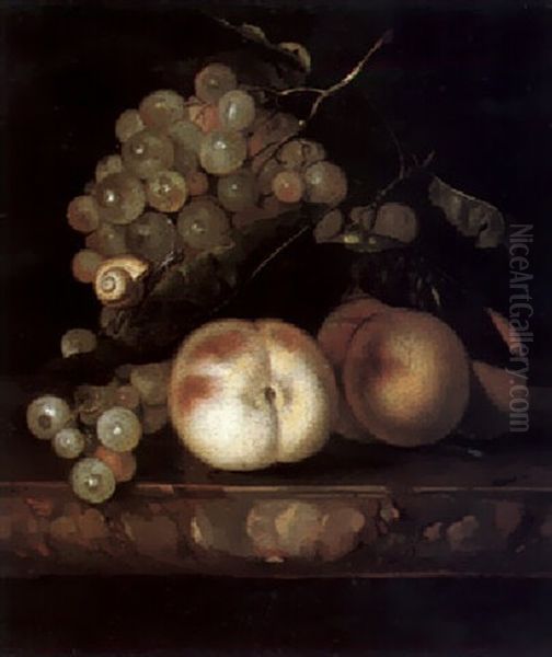 Still Life Of Peaches And Grapes, With A Snail - view 1