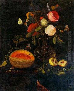 Stilleben Mit Blumen Und Melone by Willem Van Aelst