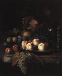 Stilleben Med Frukter Pa Stenskiva by Willem Van Aelst
