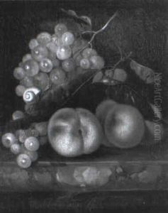 Fruit And A Snail On A Marble Ledge