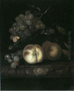 Fruchtestilleben Mit Pfirsichen Und Einer Schnecke by Willem Van Aelst