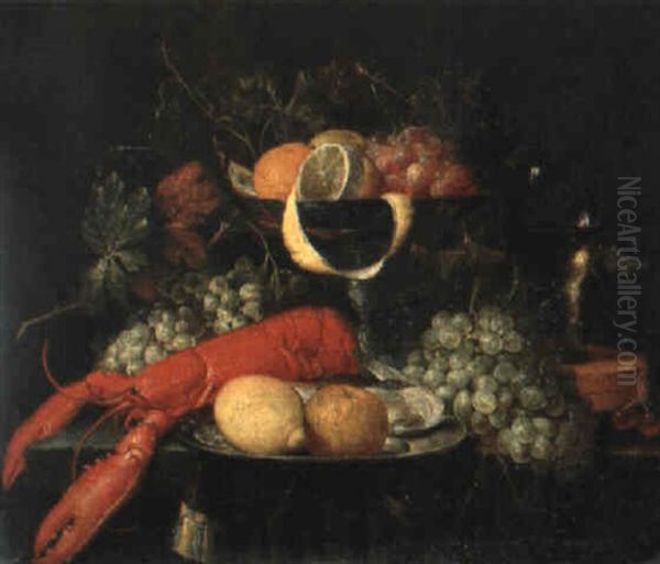 Stilleben Mit Romer, Geschirr Und Fruchten - view 1