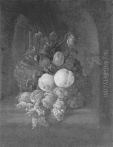 Natura Morta Con Frutta Ed Un Fiasco In Una Nicchia by Theodor van Aenvack