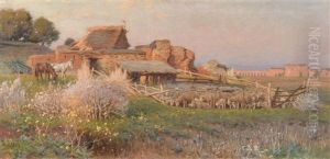 Landschaft In Der Romischen Campagna by Franz Theodor Aerni