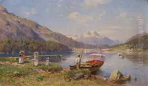 Silvaplanersee Mit Piz Della Margna by Franz Theodor Aerni