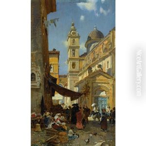 Kirche In Trastevere Bei Rom by Franz Theodor Aerni