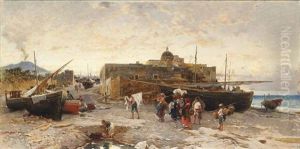 Neapolitan Fisherfolk At The End Of The Day by Franz Theodor Aerni