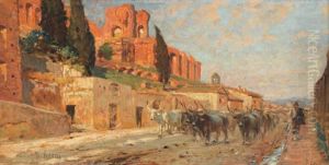 Die Via Dei Cerchi Bei Rom Mit Buffelherde