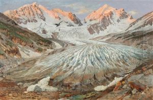 Der Morteratschgletscher Mit Der Bernina by Franz Theodor Aerni