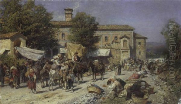 Markttreiben In Einem Italienischen Stadtchen - view 1