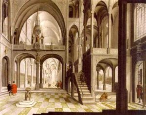 A View Of A Church Interior (st. John Lateran Cathedral, Rome?) by Hendrick Aerts