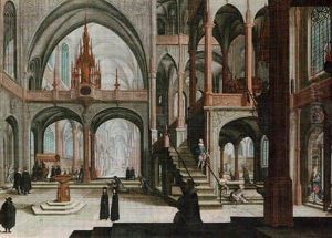 The Interior Of A Cathedral With A Procession by Hendrick Aerts