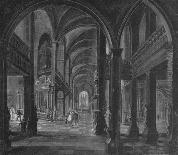 A Fantastical Church Interior With Figures - view 1