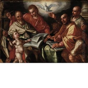 The Four Evangelists Writing The Gospels