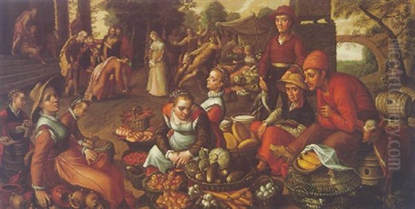 A Market Scene,with Beyond, Christ And The Woman Taken In Adultery - view 1