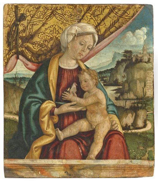 Madonna And Child With A Goldfinch In A Landscape - view 1