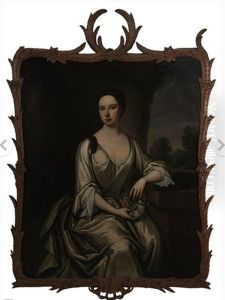 Portrait Of A Young Woman Holding A Wreath Of Flowers