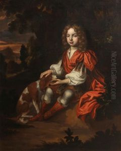A Portrait Of A Boy, Full-length, Seated In A Woodland, His Dog By His Side A Portrait Of A Boy, Full-length, Seated In A Woodland, His Dog By His Side