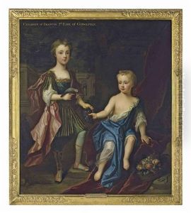 Double Portrait Of Lady Henrietta And Lady Mary Godolphin, Daughters Of Francis, 2nd Earl Of Godolphin, The Former Standing In Classical Dress With A... by Charles d' Agar