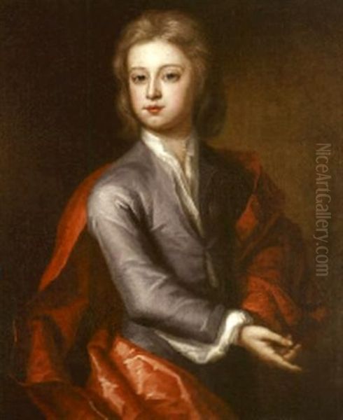 Portrait Of A Boy In A Lilac Coat And A Red Cloak - view 1