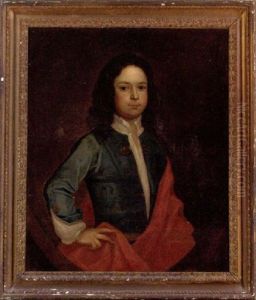 Portrait Of A Boy In A Blue Coat And Red Cloak by Charles d' Agar