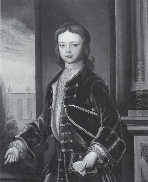 Portrait Of A Young Man Wearing A Blue Coat - view 1
