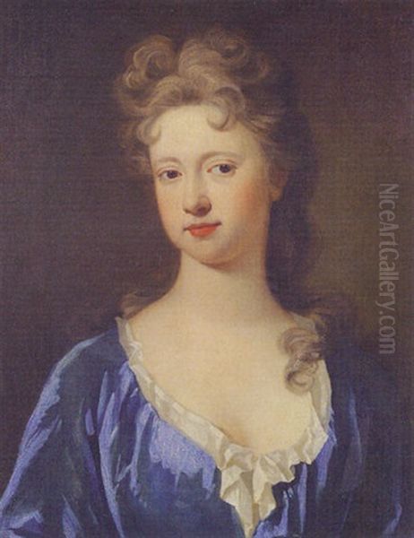 Portrait Of A Lady Wearing A Blue Dress - view 1