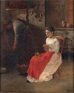 Scene D'interieur Dans Une Cuisine by Charles-Jean Agard