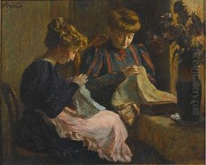 Deux Femmes Cousant by Charles-Jean Agard