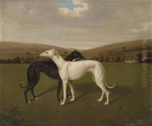 "garnet" And "guineapig", A Pair Of Greyhounds, In An Extensive Landscape by Jacques-Laurent Agasse