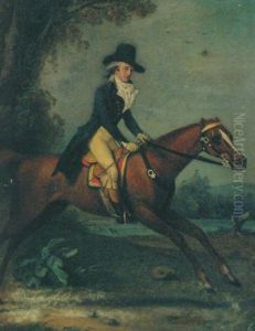 Portrait Of Gaston De Grieu, In A Grey Coat And Brown Breeches, On A Chesnut Horse, In A Landscape