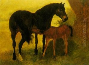 Stute Mit Fohlen by Jacques-Laurent Agasse