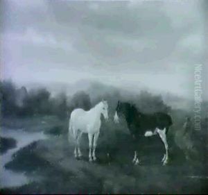 Trois Chevaux Dans Un Paysage by Jacques-Laurent Agasse