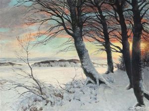 A Winter Landscape by Hans Mortensen Agersnap