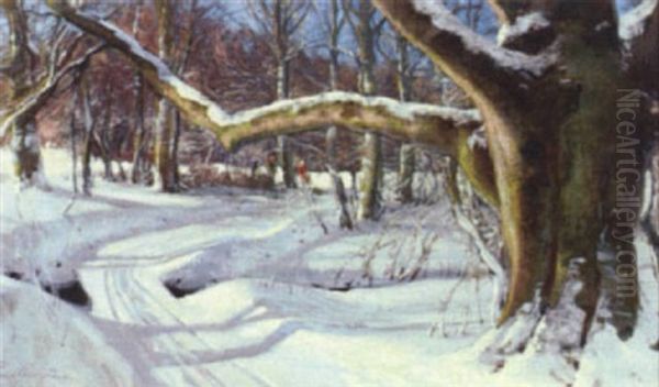 Winter Woodland Scene With Children - view 1