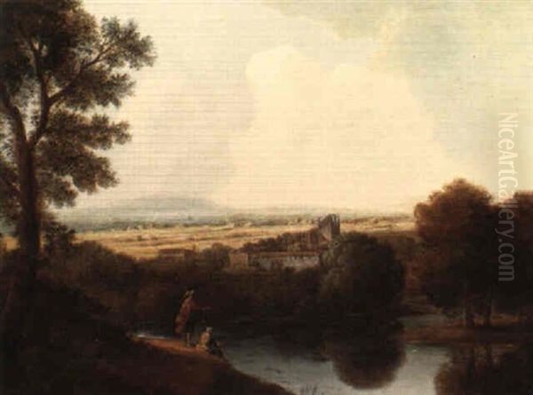 An Italianate Landscape With Figures By A River - view 1