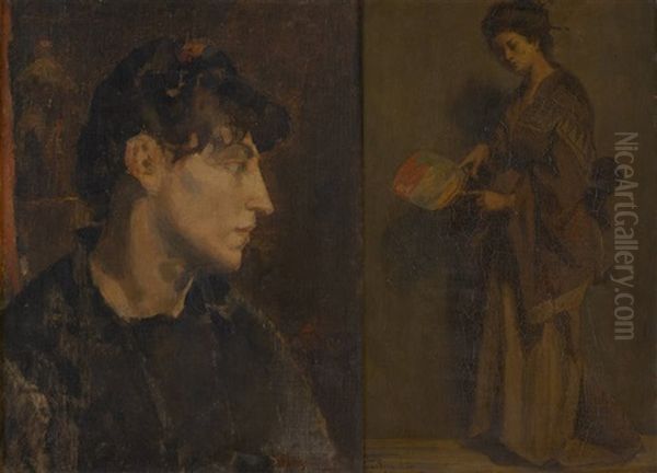 Jeune Femme A L'eventail Et Esquisse (2 Works) - view 1