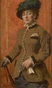 Jeune Femme A L'ombrelle by Edouard Agneessens